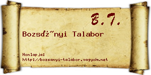 Bozsányi Talabor névjegykártya